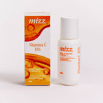 Caixa branca laranja e frasco do Sérum Vitamina C 10% Mizz