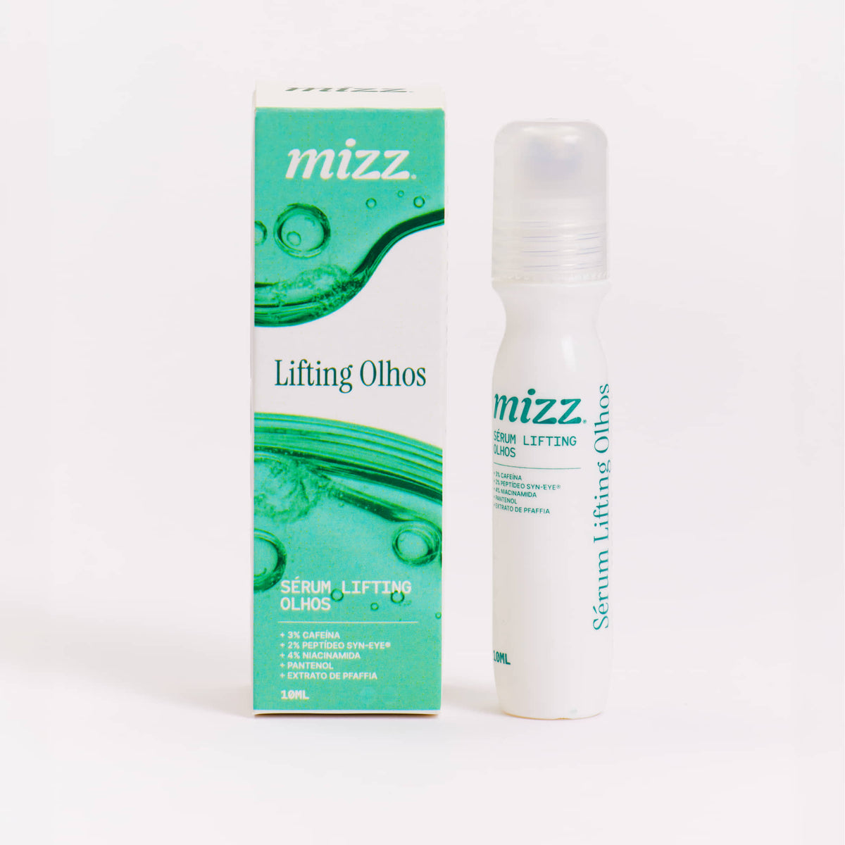 Caixa e frasco do Sérum Lifting Olhos Mizz com roll-on 10 ml