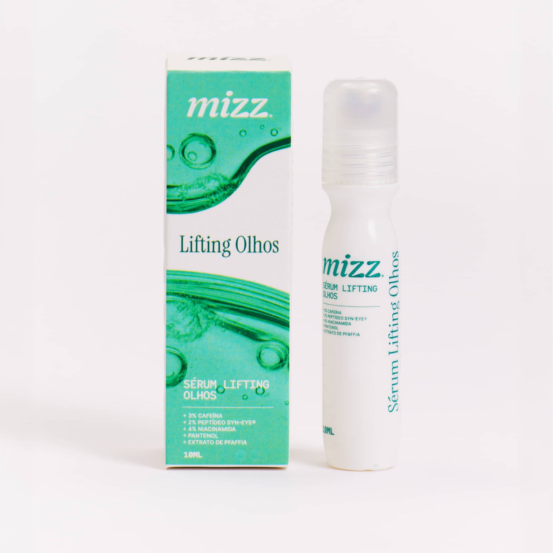 Caixa e frasco do Sérum Lifting Olhos Mizz com roll-on 10 ml