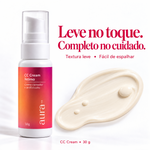 Textura do CC Cream Íntimo Aura Mizz — leve, fácil de espalhar, absorção rápida sem pegajosidade