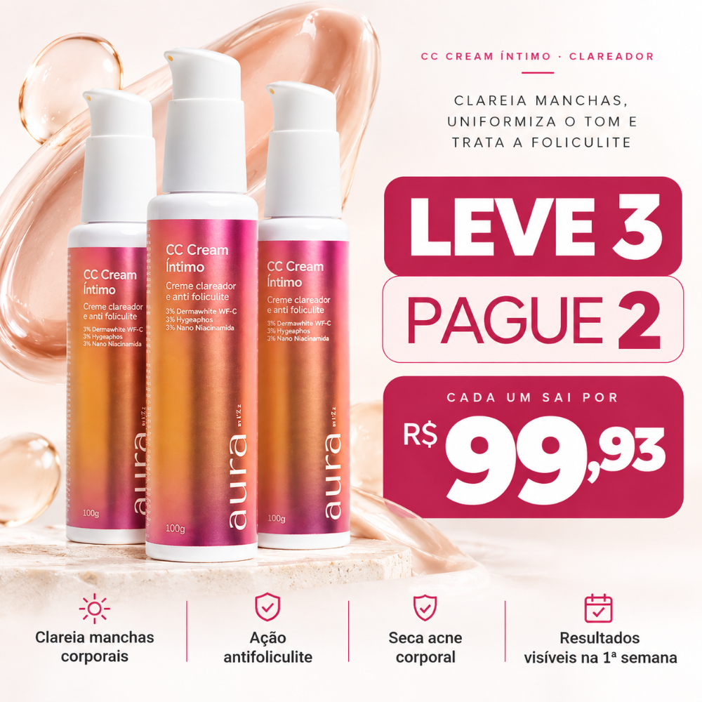 CC Cream Íntimo clareador 100g Mizz — versão rendimento 3 a 4 meses. Leve 3 Pague 2 por R$ 99,93 cada