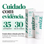 Creme-Gel Facial Mizz com estudo clínico próprio — 35 participantes, 30 dias de uso, avaliação de hidratação