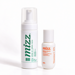 Duo Clareador Facial Mizz — Espuma de Limpeza 150 ml + Sérum Vitamina C 10% 30 ml em fundo branco