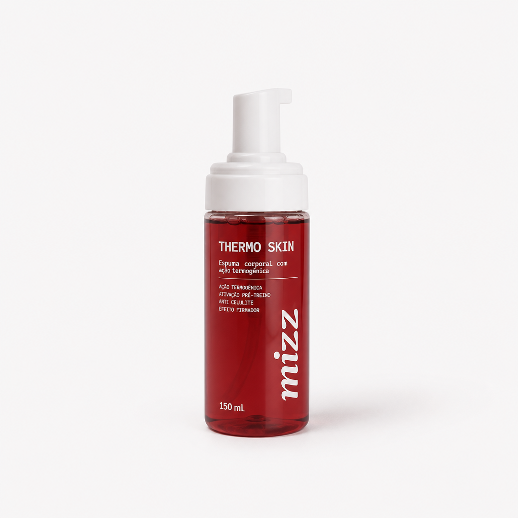 Frasco de espuma corporal Thermo Skin Mizz rosa com bomba spray anti-celulite