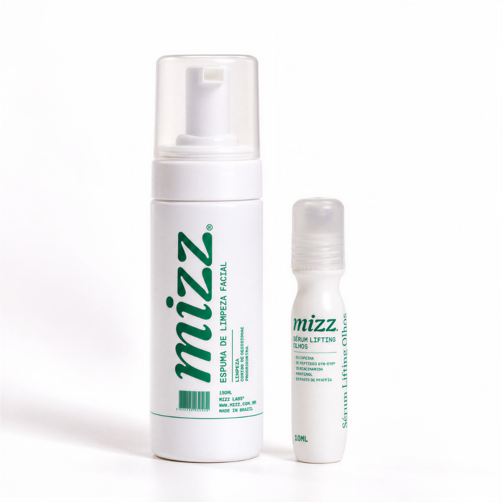 Skincare Kit Anti Olheiras Mizz: Espuma de Limpeza 150 ml + Sérum Lifting Olhos 10 ml com cafeína e Syn-Eye