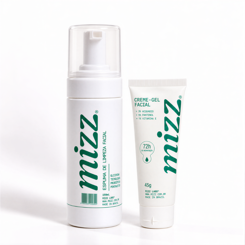 Skincare Kit Básico Mizz para todos os tipos de pele: Espuma de Limpeza 150 ml + Creme-Gel Facial Hidratante 72h 45 g