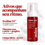 Ativos Thermo Skin Mizz: Sveltine ST francês, pimentas rosa e preta + gengibre, ginkgo biloba + alecrim